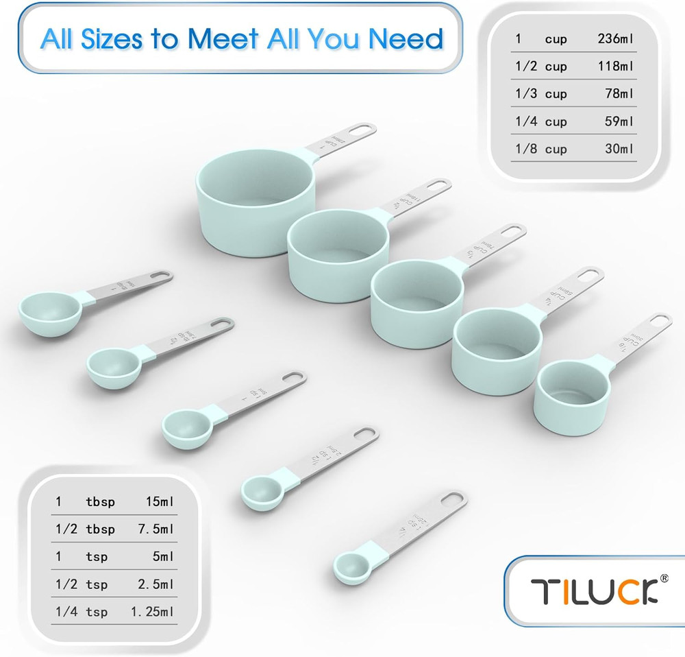 Measuring Cups & Spoons Set, Stackable Cups and Spoons, Nesting Measure Cups wit