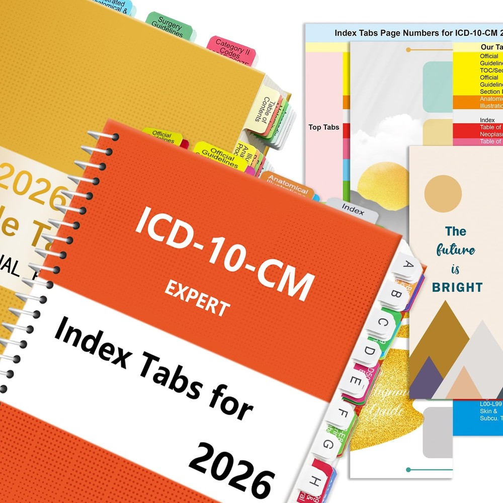 Upgraded Index tabs for CPT 2026 + ICD-10 -CM 2026 AAPC Version, Color-Coded wit