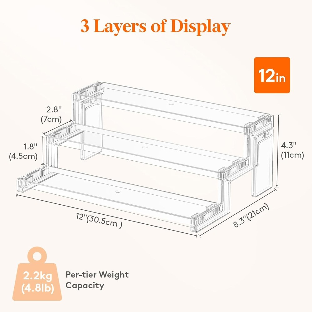 Lifewit 12 Inch Perfume Stand Organizer, 3 Tier Plastic Display Riser for Makeup