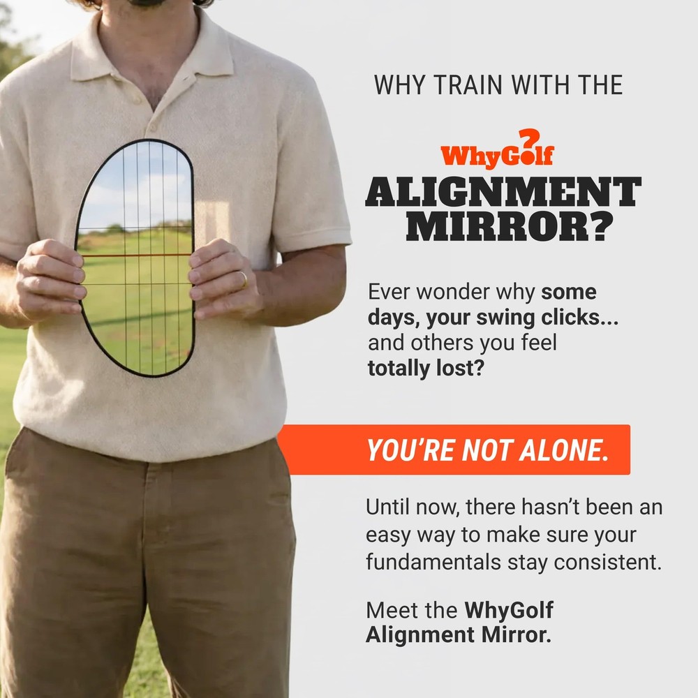 WHYGOLF Alignment Mirror with 2 Rods, Portable Golf Training Aid for Swing and
