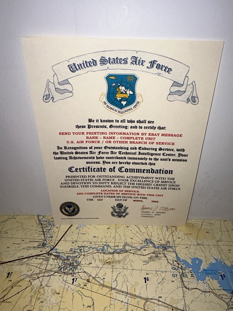 U.S.A.F. / AIR TECHNICAL INTELLIGENCE CENTER - CERTIFICATE OF COMMENDATION