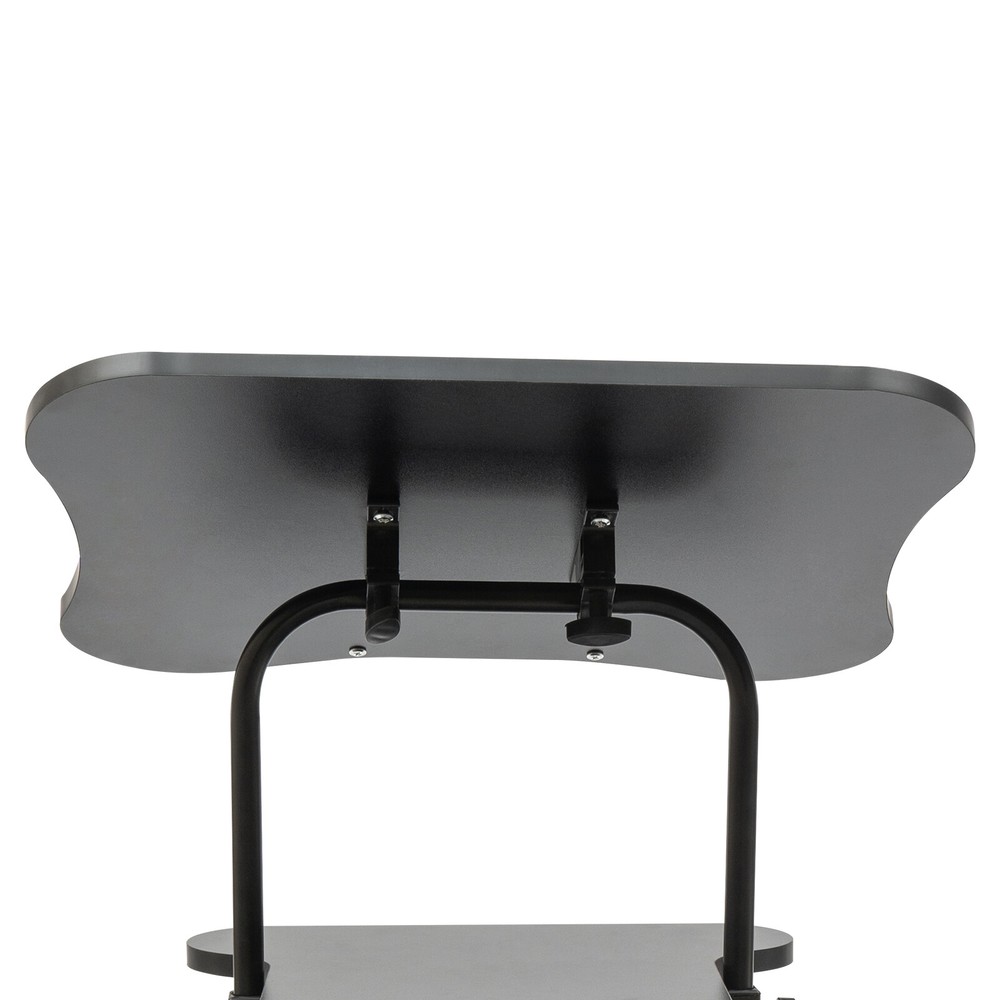 Height Adjustable Mobile Laptop Podium with Tilting Top & Storage Cabinet