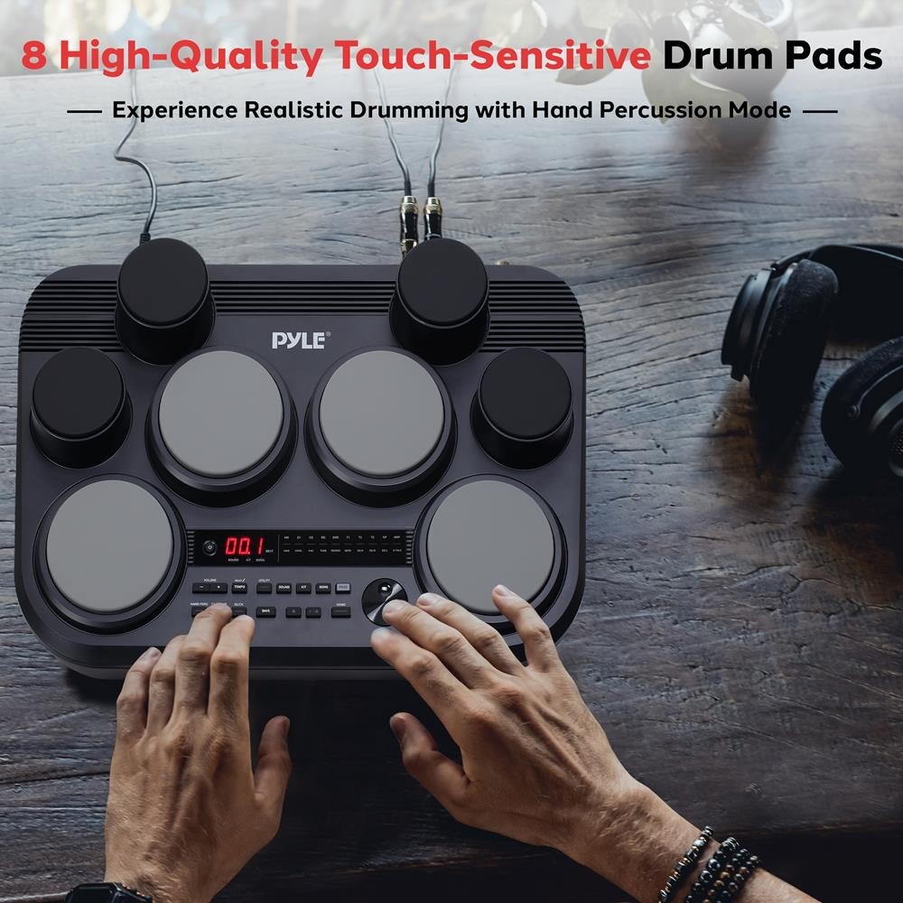 Pyle Electronic Table Digital Drum Kit Top w/ 8 Pad Digital Drum Kit