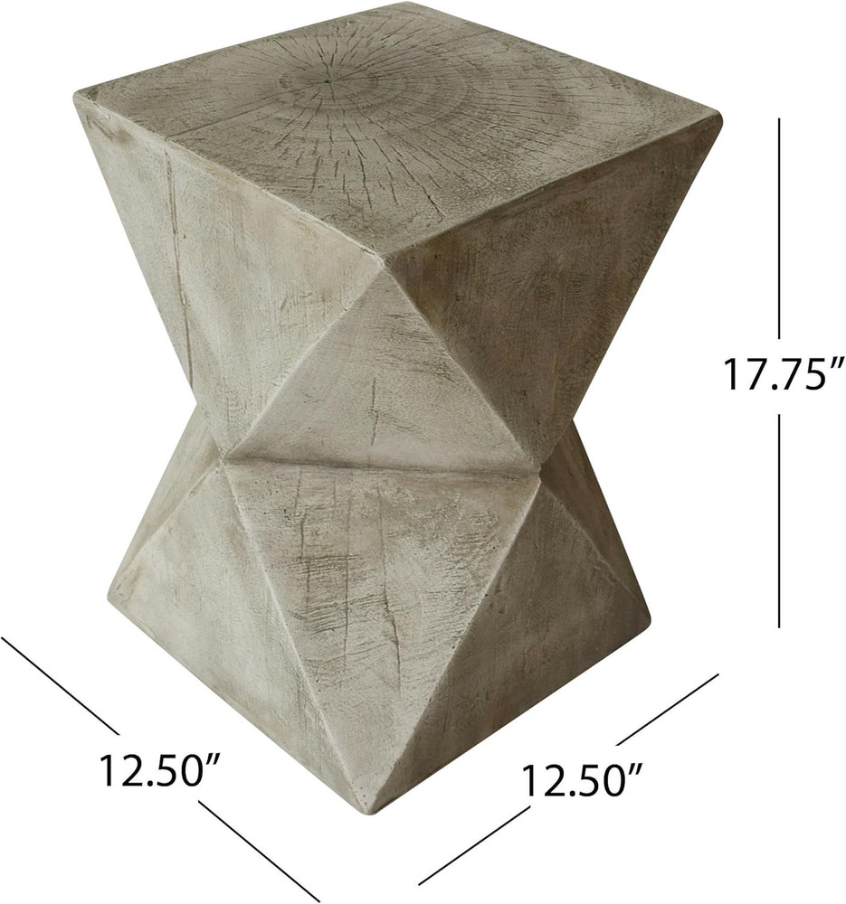 Lux Outdoor Weight Concrete Side Table, Light Gray