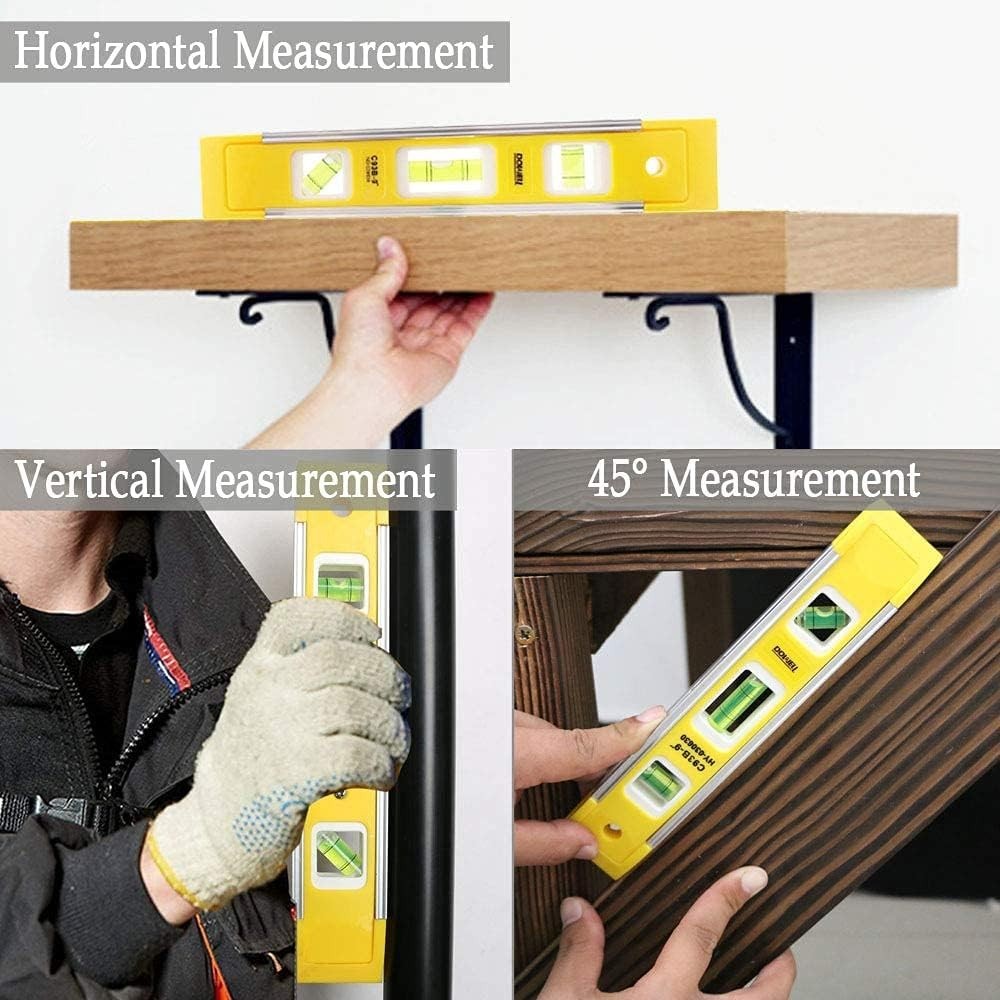 Compact 9-Inch Magnetic Level with Multi-Angle Bubbles for Accurate Alignments
