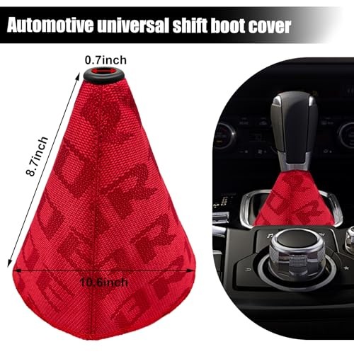 Car Shift Knob Dust Cover, Shift Boot Cover, Hyper Fabric Manual/Automatic Red