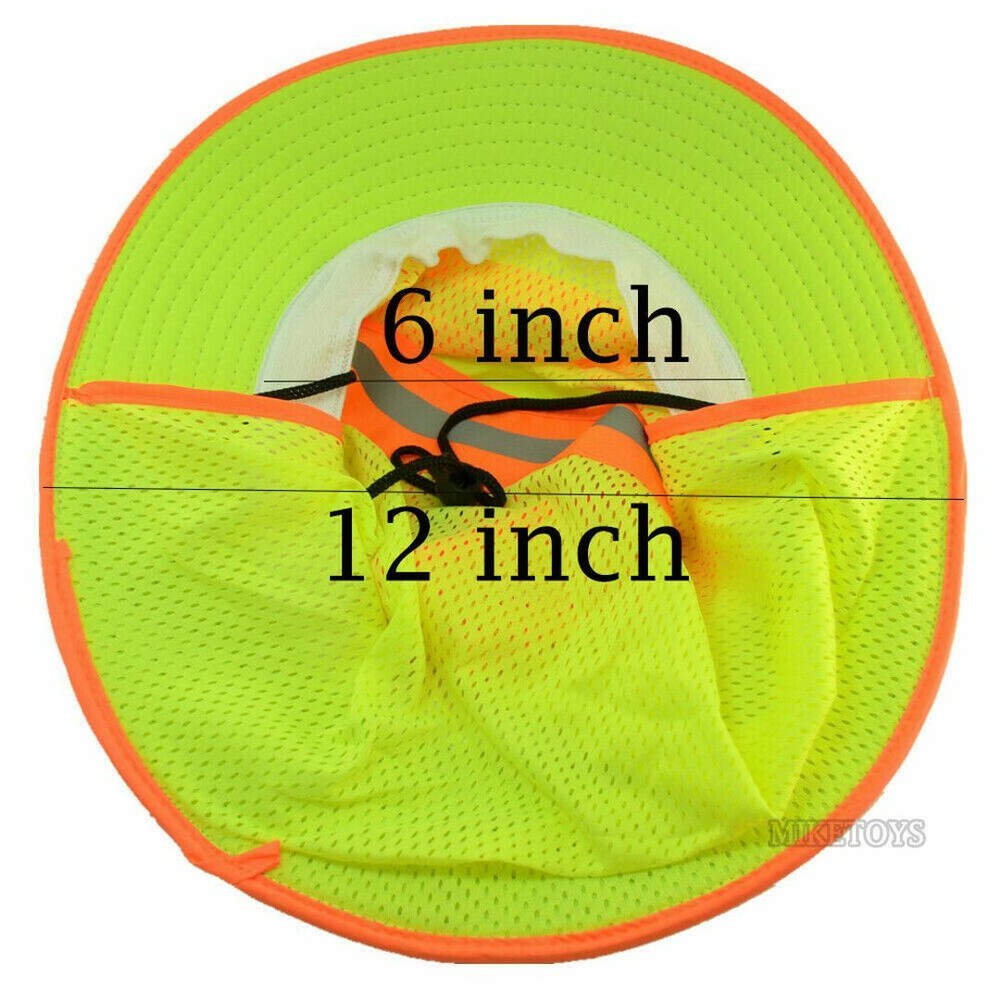 Construction Soft Hat Sun Shade Reflective Stripe Neck Shield Wide Brim Yellow
