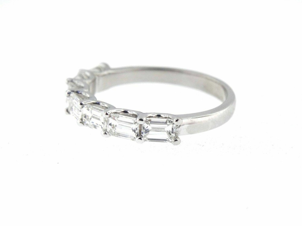1.40Ctw White Emerald Cut Stackable Wedding Anniversary Band 925 Sterling Silver