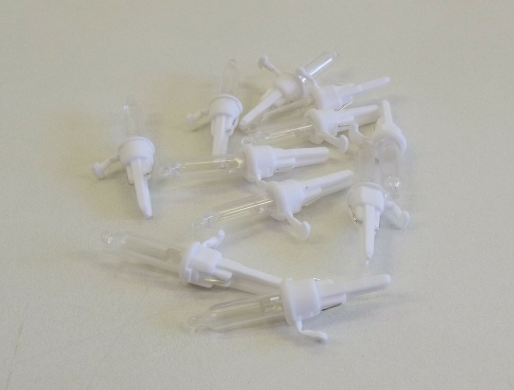 10 LED Clear Mini Christmas Tree Lights White Base Replacement Bulbs 3.4 V .068