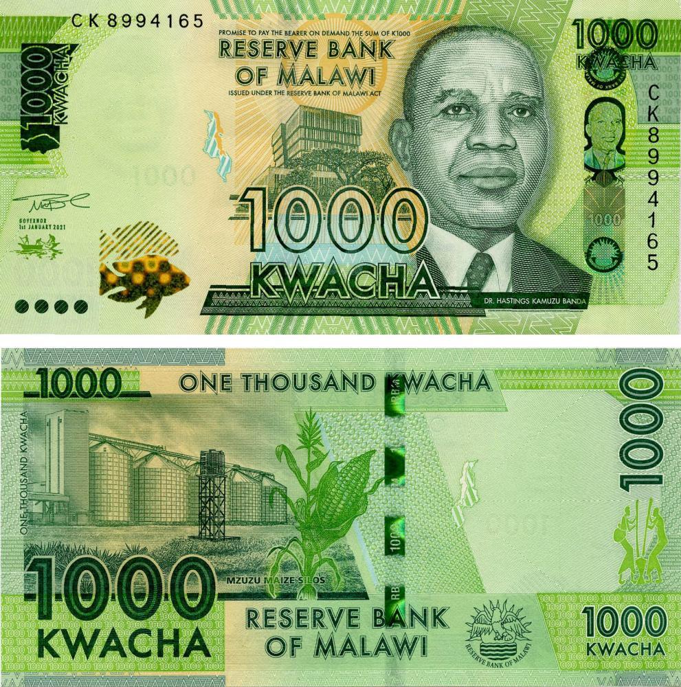 Malawi 1000 Kwacha 2021 UNC Fish (P67)