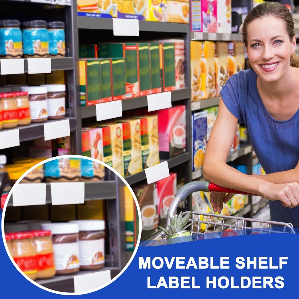 12 Pcs Acrylic Library Moveable Shelf Label Holders Bulk Talker 4" x 2" Clear...
