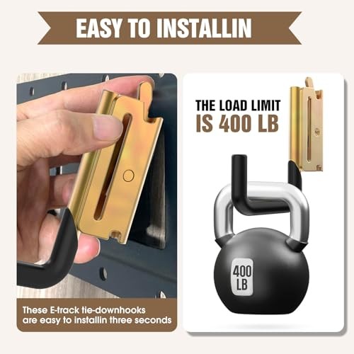 E Track Hooks 6 Pack, Heavy Duty E Track Accessories, E 6PCS E Track J Hooks