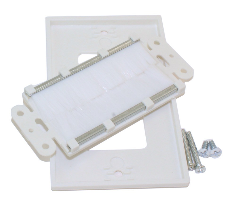 Wallplate: Single-Gang Decora with Brush Pass-thru White