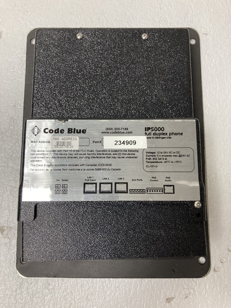 Code Blue IP5000 Code Full Duplex Phone Intercom
