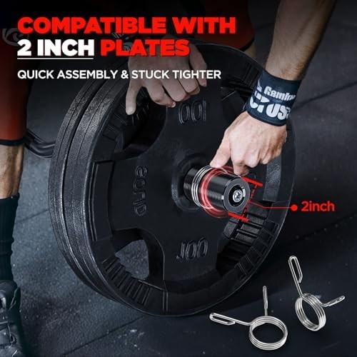 47" Olympic EZ Curl Barbell with 2 Spring Collars - 500lb Capacity, E-Coat Finis