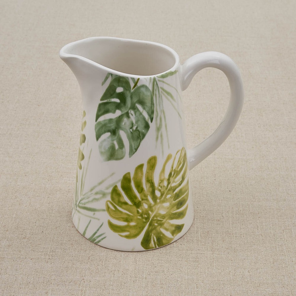Tropical Leaf Ceramic Pitcher Dining Kitchen