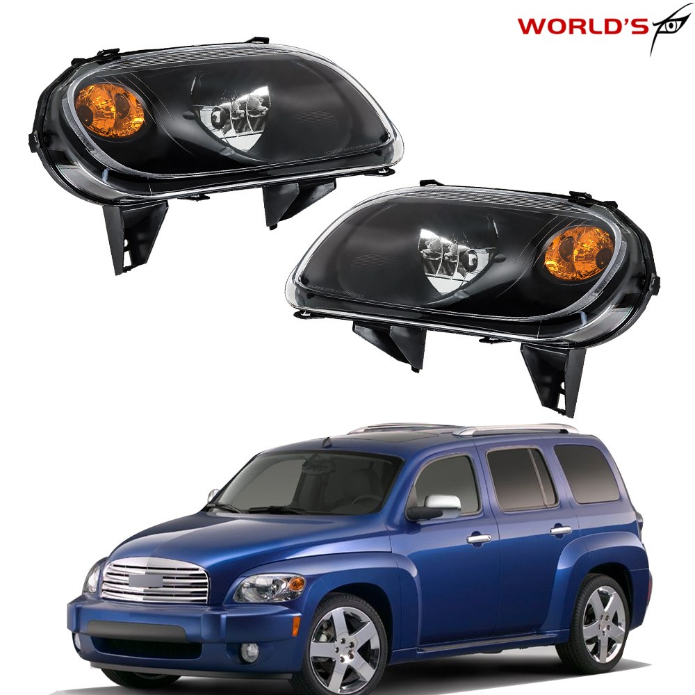 For Chevy HHR 2006-2011 Headlights Halogen Black Housing Clear Right+Left Side