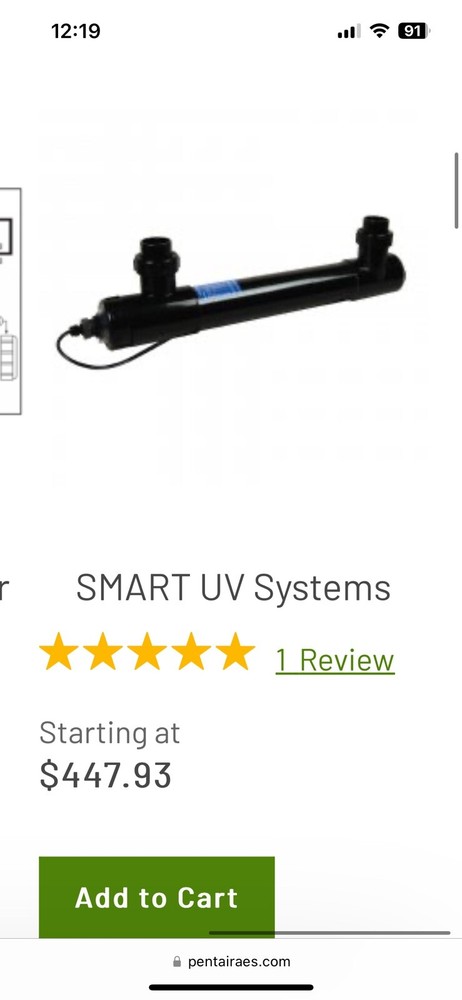 Pentair UV Sterilizer & Mounting Clamps