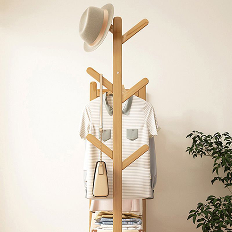 Bamboo Garment Rack with Shelves & Hooks – Freestanding Wardrobe Organizer