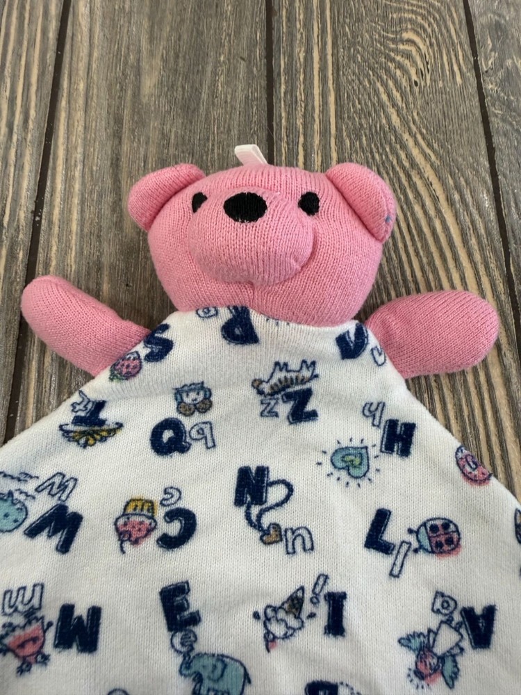 Sleep On It Alphabet Lovey Security Blanket With Pink Bear