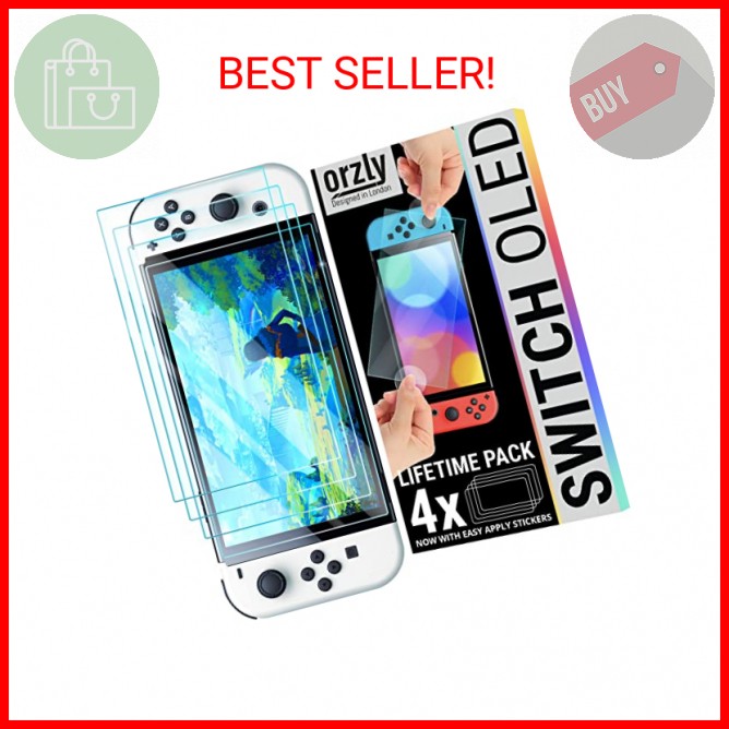 Orzly Glass Screen Protector for Nintendo Switch OLED 2024 Console Accessories (