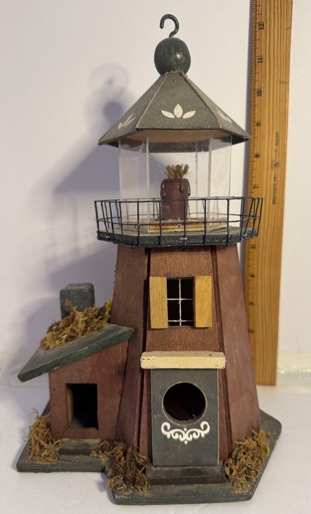 11” Decorative Birdhouse Lighthouse - Preowned