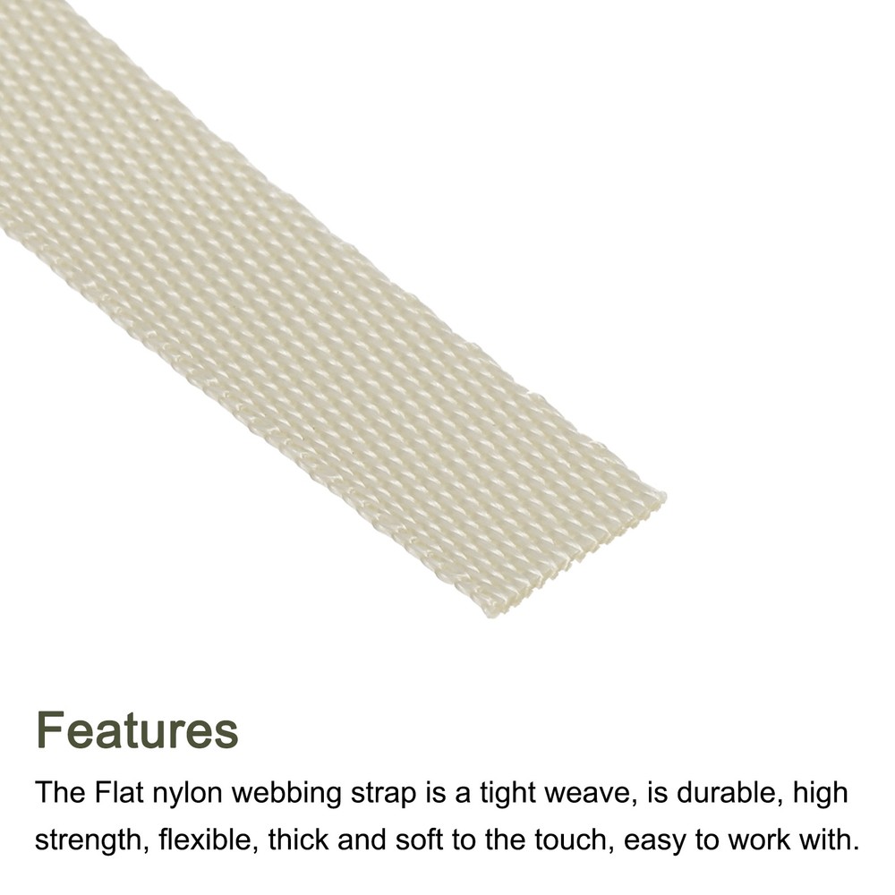 Flat Nylon Webbing Strap 3/8 Inch 10 Yards Milky White for Backpack