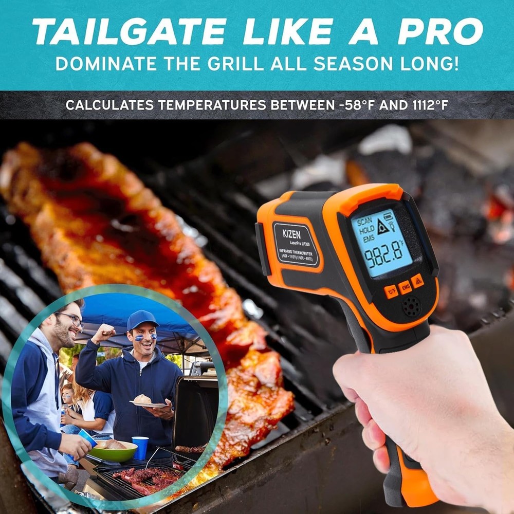 Infrared Thermometer Gun Digital Surface Temp Reader for Grill Oven Engine