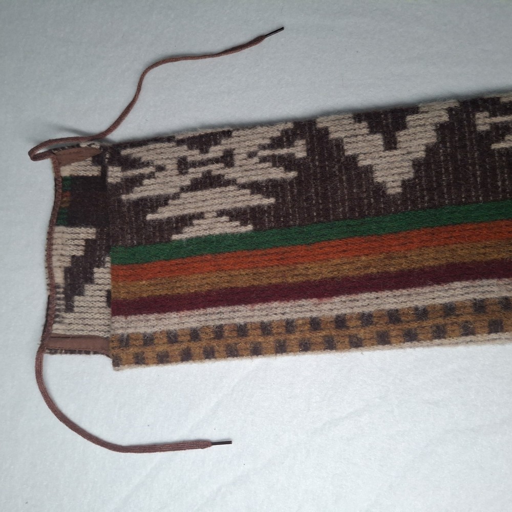 Vintage Wool Longbow Sock 65" Geometric Pattern Cowhide Reinforced Tip Tradition