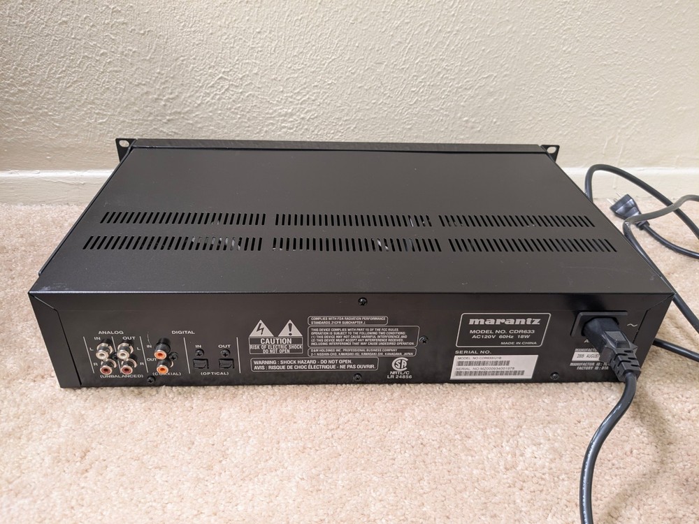 Marantz CDR633 Professional Rackmount Slot-Loading CD Player / Recorder