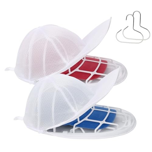 2 Pack Baseball hat Washer for Washing Machine - 2 Pack Hat Rack Hooks, White