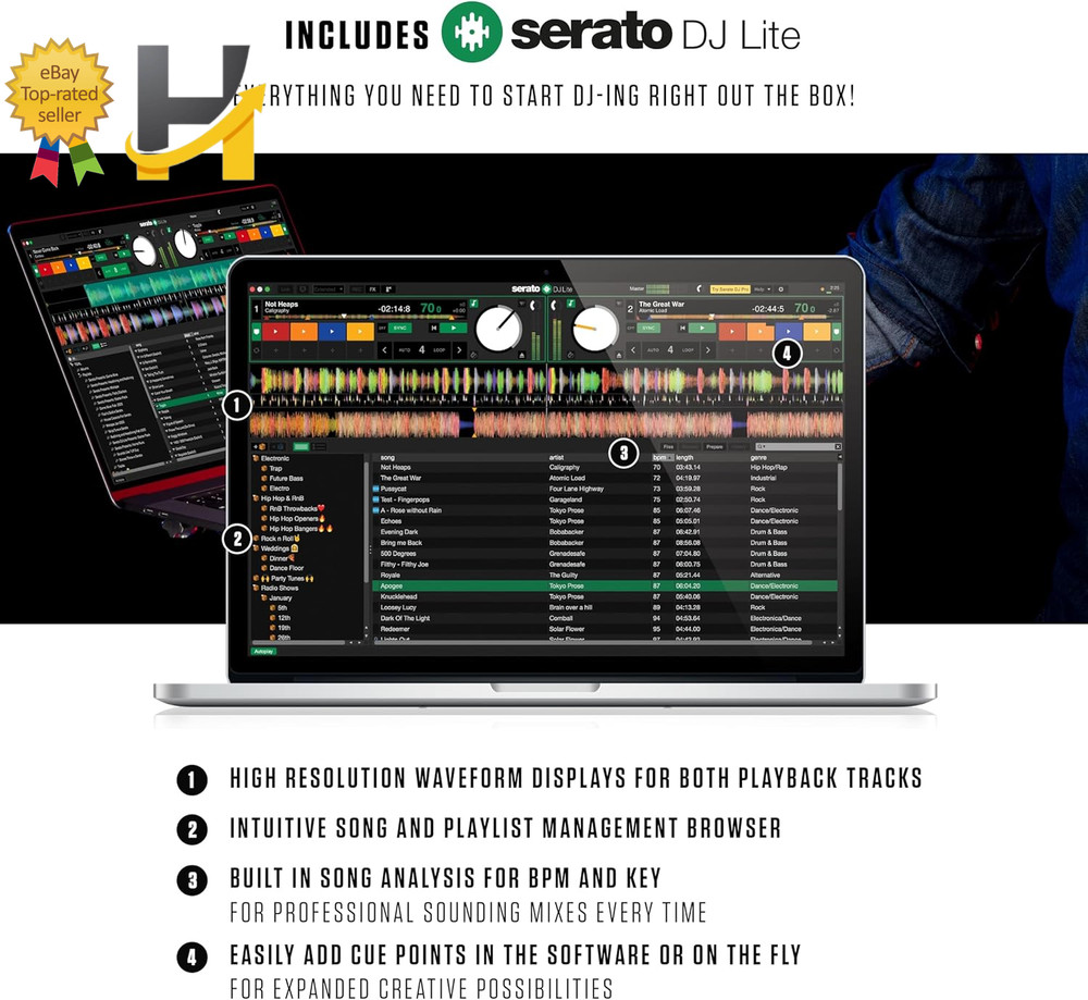 Mixtrack Pro FX Serato DJ Controller with 2 Decks Mixer Effects Paddles