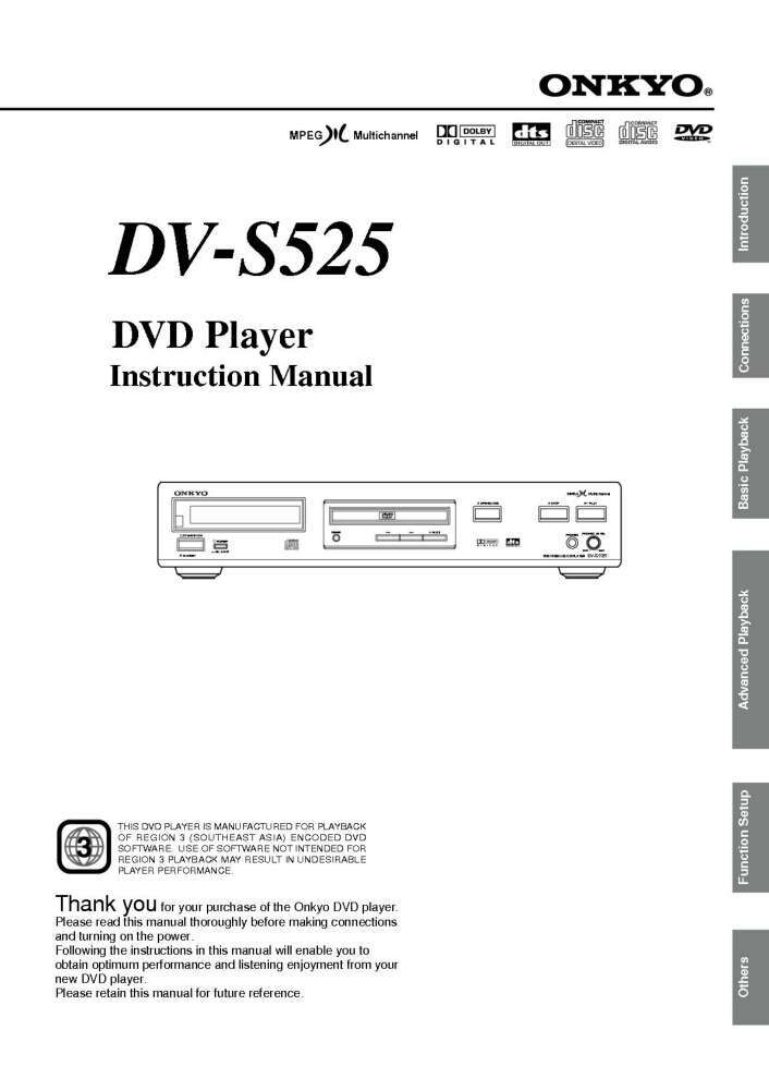 Onkyo DV-S525 DVD Player Owners Manual