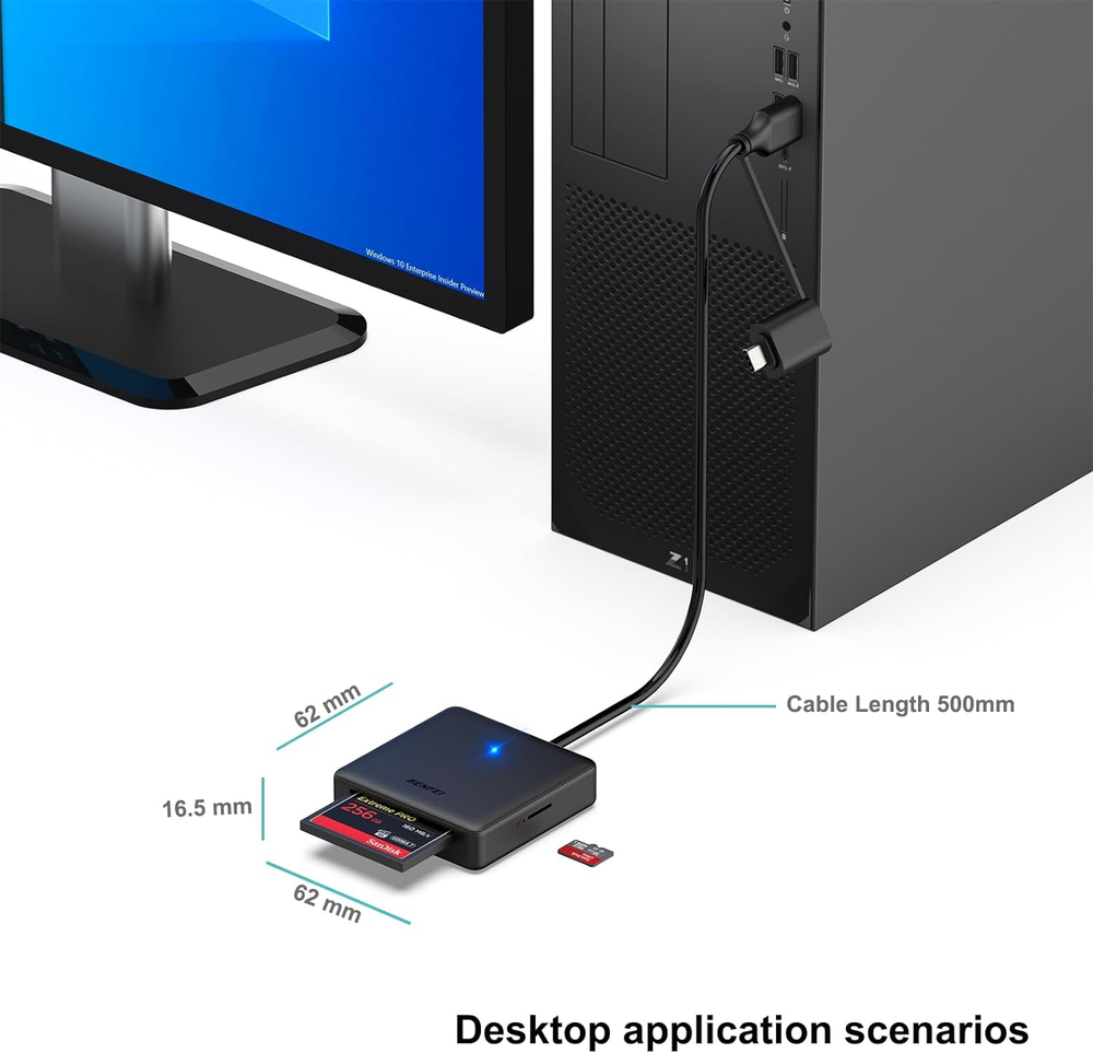 Memory Card Reader, 4In1 USB USB-C to SD Micro SD MS CF Card Reader Adapter Com