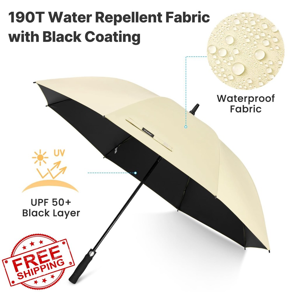 G4Free 62" Windproof Golf Umbrella - UV Protection Auto Open Silver