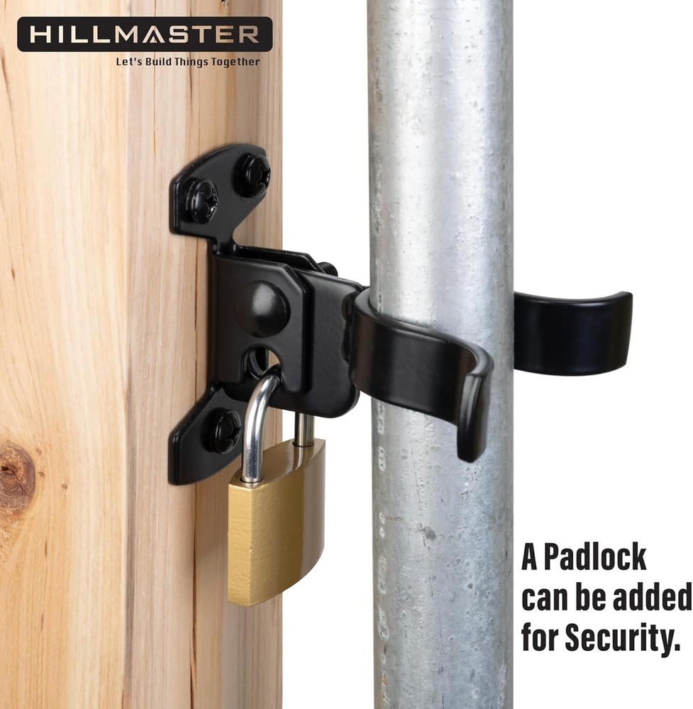 1-3/8" Flat Back Wall Mount Chain Link Fork Latch, Black Gate 1 Piece,