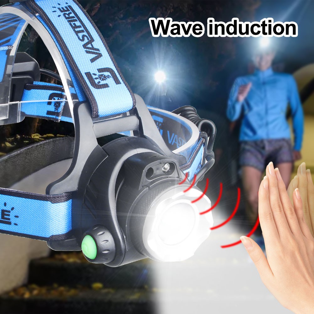 USB Rechargeable Zoomable White LED Headlamp with Sensor Work Light For Camping