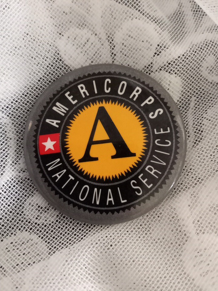 Americorps Pin National Service Black Background