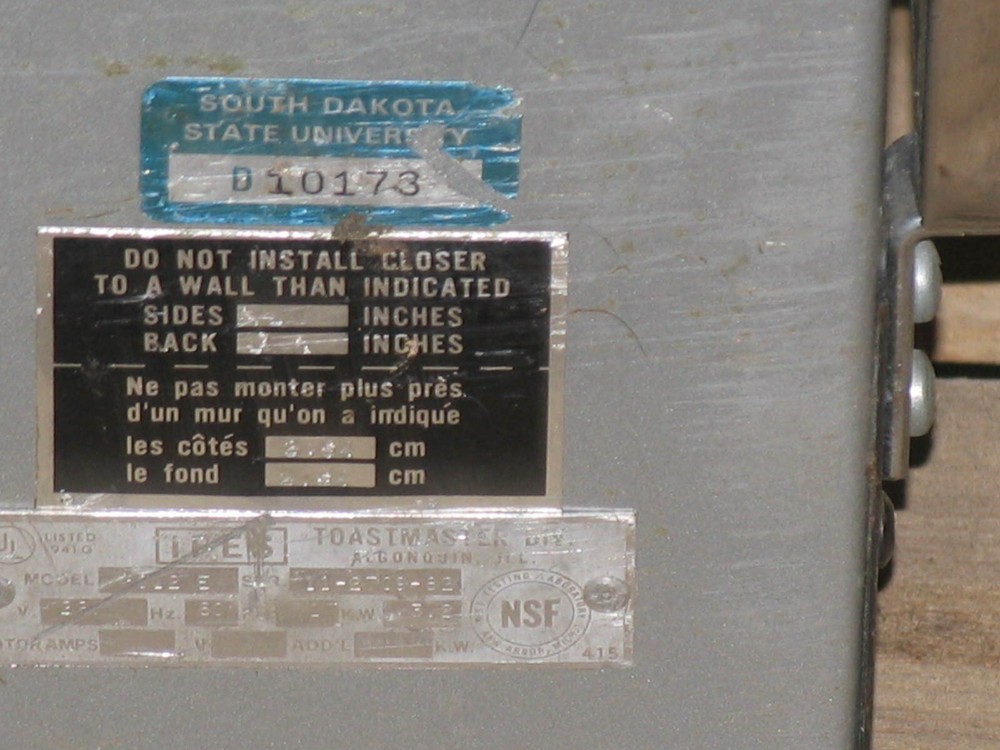 Toastmater Convection Oven 3012-E 220 volts