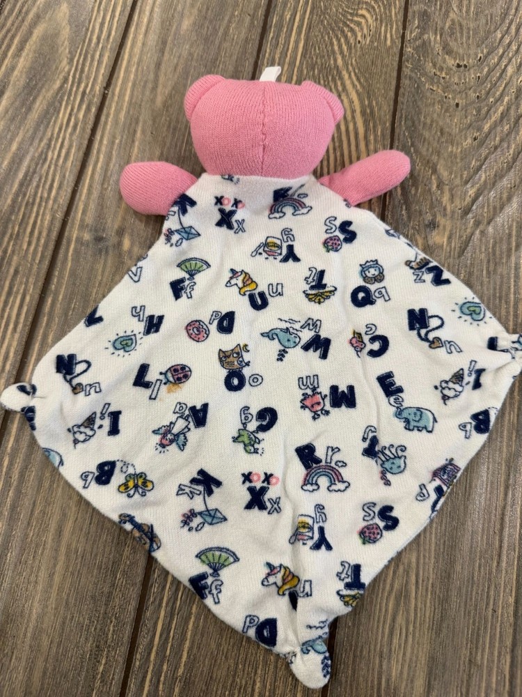 Sleep On It Alphabet Lovey Security Blanket With Pink Bear