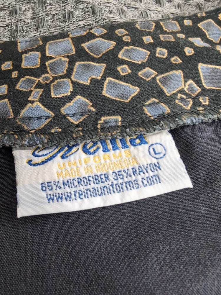 REINA UNIFORMS Scrub Set Black & Gray Large Top Medium Pants