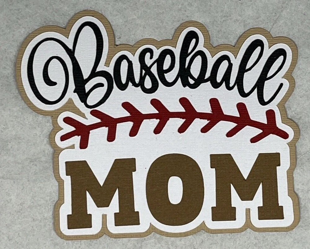 Baseball Mom Title Die Cut Scrapbook Embellishment Junk Journal