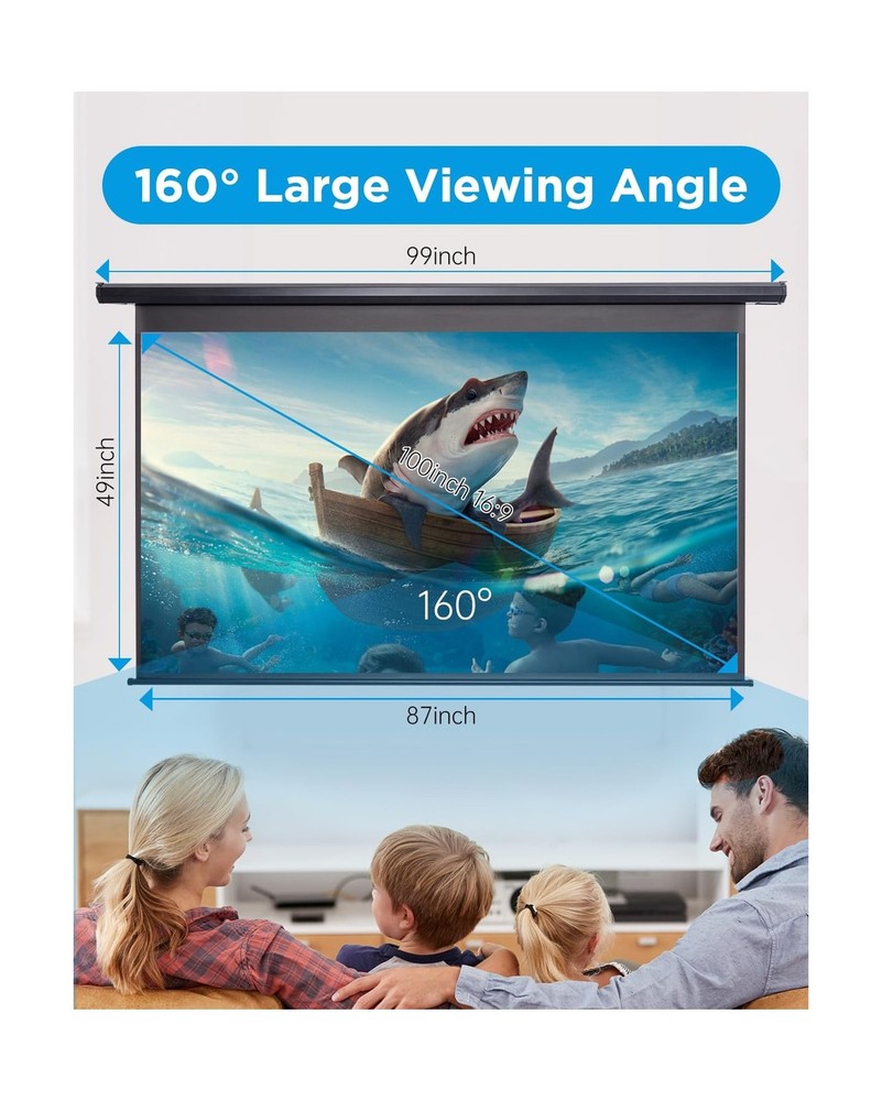 Projector Screen Motorized 100 Inch Electric Projector Screen with Remote Cei...