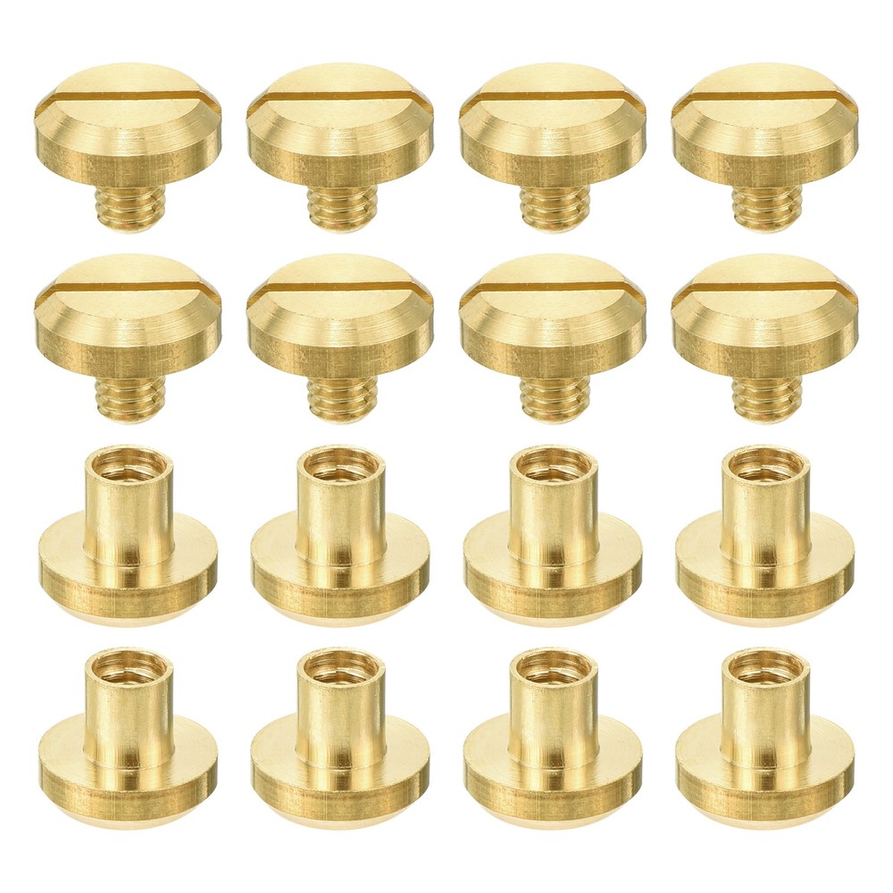 8Pcs Brass Chicago Screw 5mm Leather Rivets Binding Stud Nail for Belt