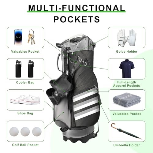 Golf Stand Bag with Dual Strap System, 14-Way Divider, Thick Padded Shoulder