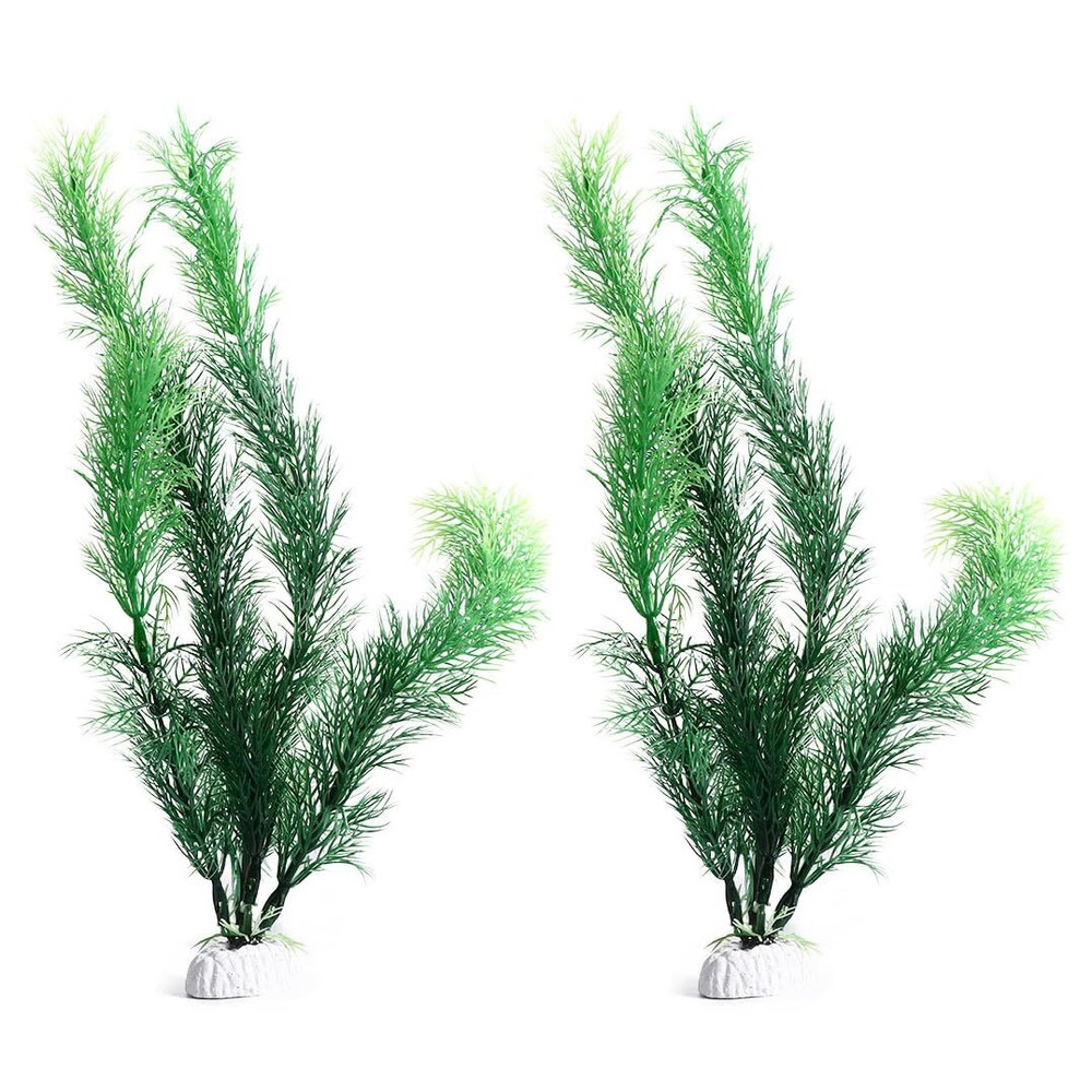 2PCS Aquarium Plants Artificial Green Plastic Fish Tank Decorations Set