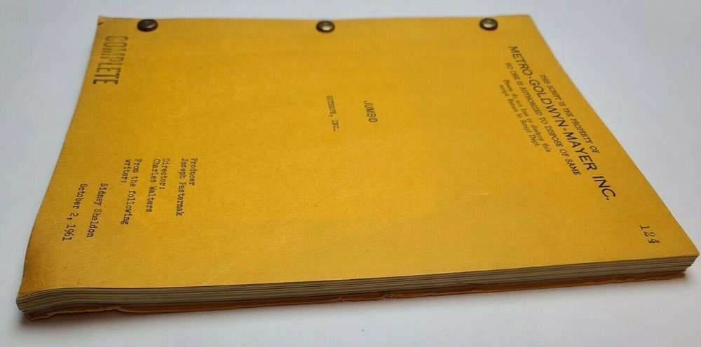 BILLY ROSE'S JUMBO / Sidney Sheldon 1961 Screenplay, Doris Day circus musical