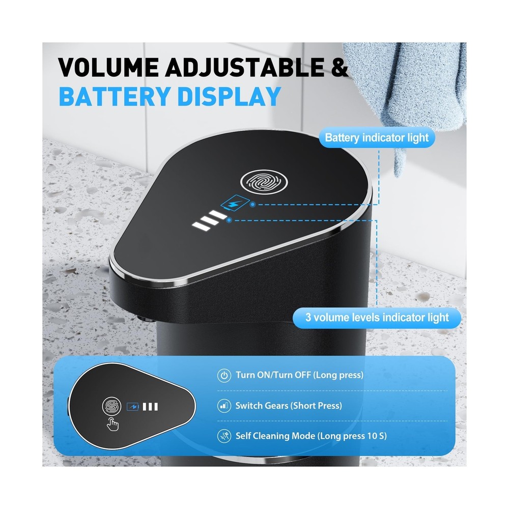 Automatic Soap Dispenser,Touchless Hand Wall Mount Rechargeable 3 Gear Adjust...