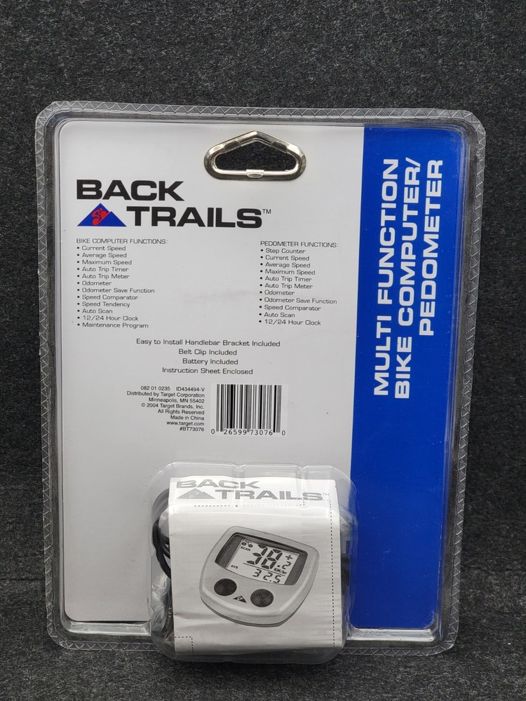 Back Trails Multi Function Bike Computer/Pedometer [Brand New]