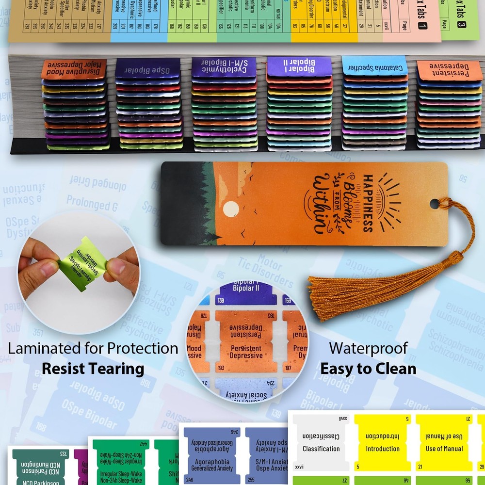 Index Tabs for DSM-5-TR 2022, Color-Coded and Laminated DSM-V-TR for...
